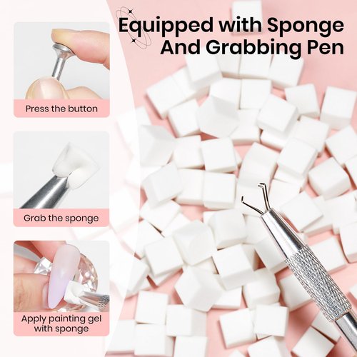 SUPWEE Gradient Painting Pat Gel Kit,12 Colors Ombre Gel Nail Polish Aura Nails French Manicure Drawing Gels Long-lasting Soak Off with 100Pcs Nail Sponges & Grabbing Pen & Palette (Pastel Colors)