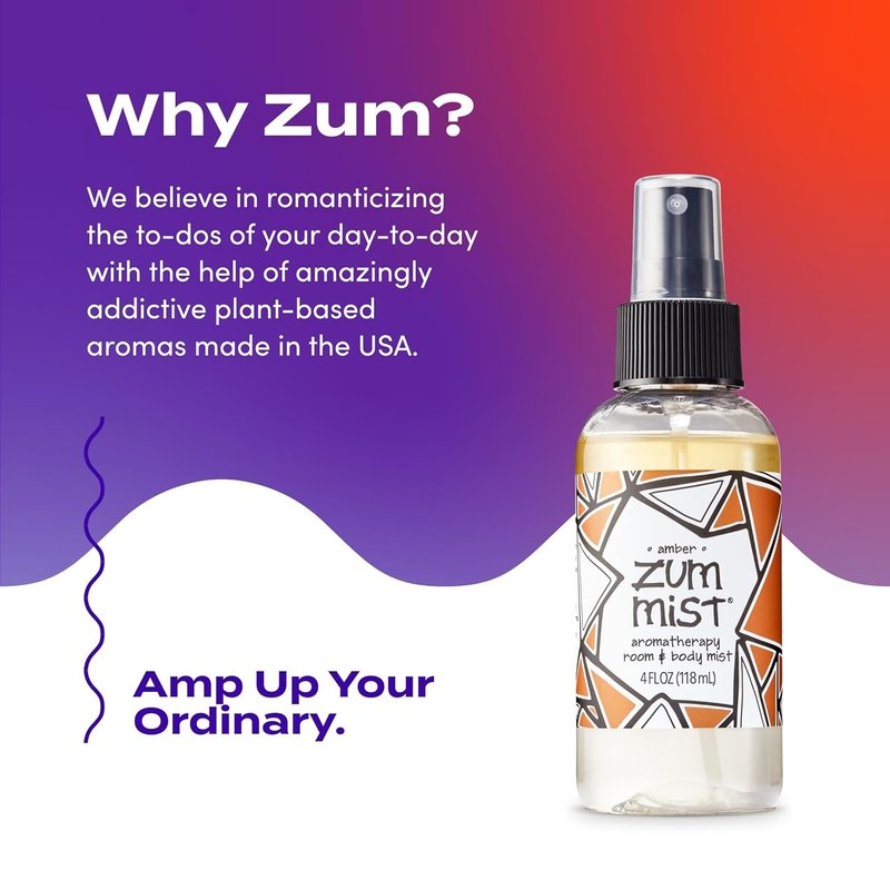 Zum Indigo Wild Mist Room & Body Spray - Aromatherapy Essential Oil - Amber Scent - 4 Fl Oz (2 Pack)