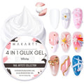 Makartt 3d Gel Nail Art: 4-in-1 3d Nail Gel Sculpting Gels White Non-sticky for Extension, 15ML Solid Builder Nail Gel UV Glue for Acrylic Tips, Rhinestones & Sculpture Gels for Nails Art Salon Home