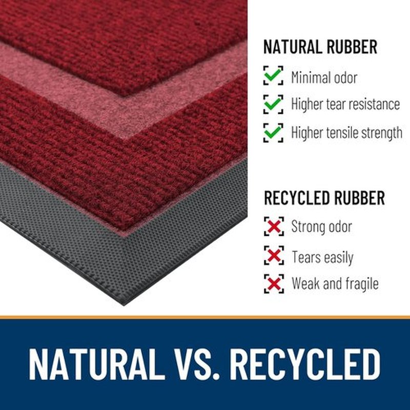 OLANLY Half Circle Door Mat - Waterproof All-Season Doormat for Indoor/Outdoor Use | 36x24, Wine Red