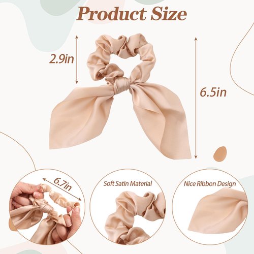 Glaudmeiss 6 PCS Small Silk Scrunchies, Hair Ties with Knotted Bows, Satin Hair Ribbons Elastic Hair Ties for Women Girls
