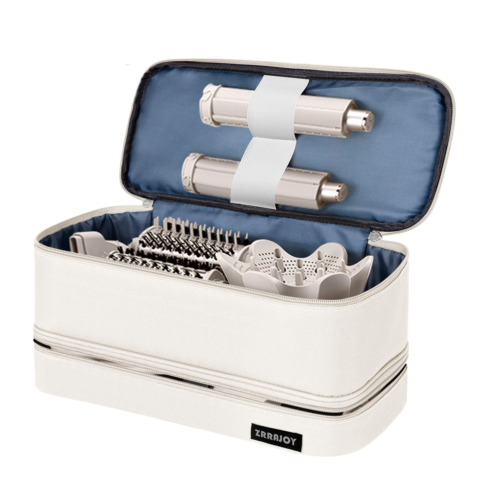 ZRRAJOY Double Layer Storage Case For Shark Flexstyle, Travel Carrying Case For Shark 430/440 Flexstyle, Organizer Bag For Shark Flexstyle/Dyson Airwrap Styler Attachments (Beige)
