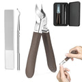 Eagle Beak Slanted Nail Clippers for Thick & Ingrown Toenails, Wide Jaw Opening Anti-Splash Angled Toenail Cutter with Curved Blade, Cuticle Clippers for Seniors, 3-Piece Set with Case