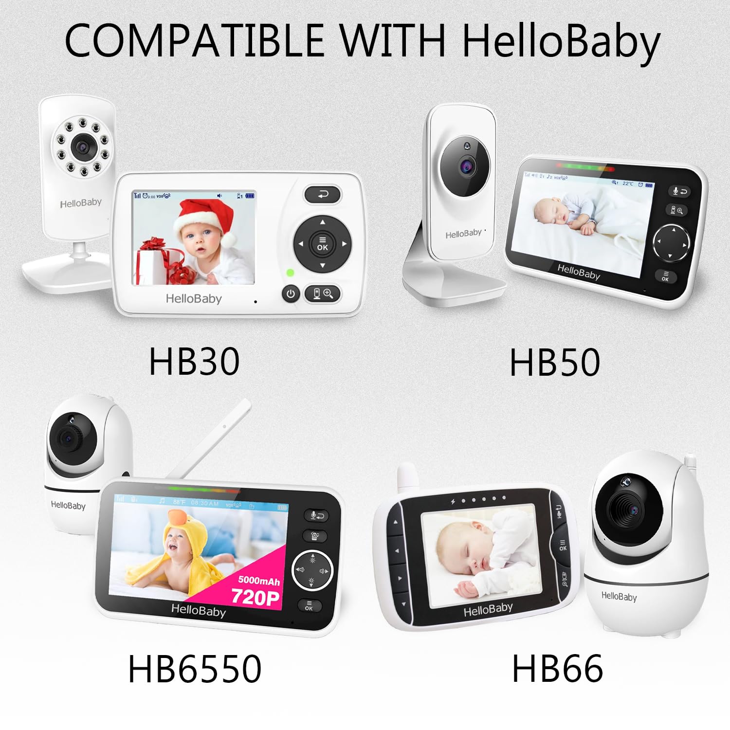 Replacement for Hello Baby Monitor Charger HB66 / HB6550 / HB50 / HB30, K05S050100U, 5V Adapter for HelloBaby Camera Monitor Power Cord