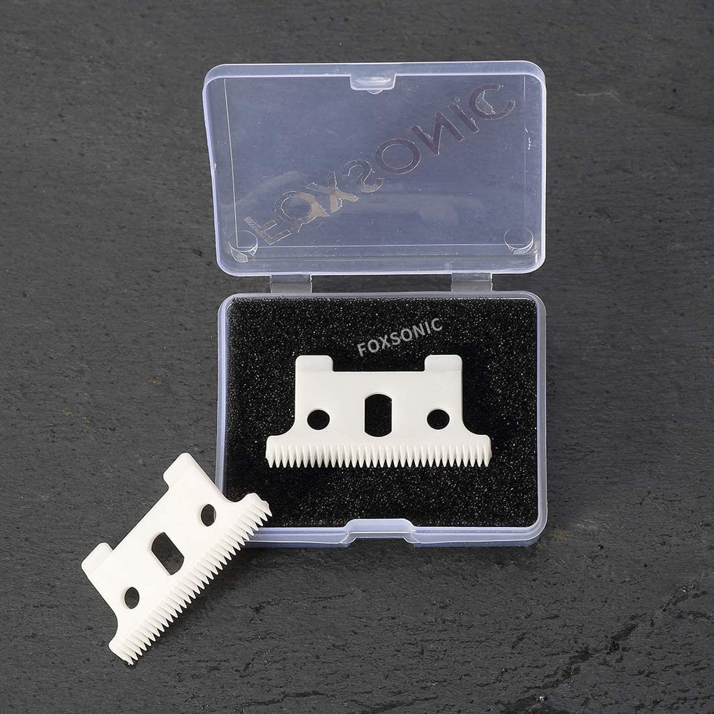 FOXSONIC 2pcs Replacement Ceramic Blade for 04521 t outliner Hair Trimmer andis GTX GTO T-Outliner Trimmer Ceramic Movable Blade Replacement T Blade (White)