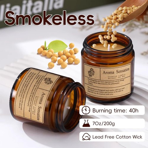 Skiennix Organic Coconut Vanilla Candles - Non-Toxic Soy for Home Relaxation & Meditation (7oz)