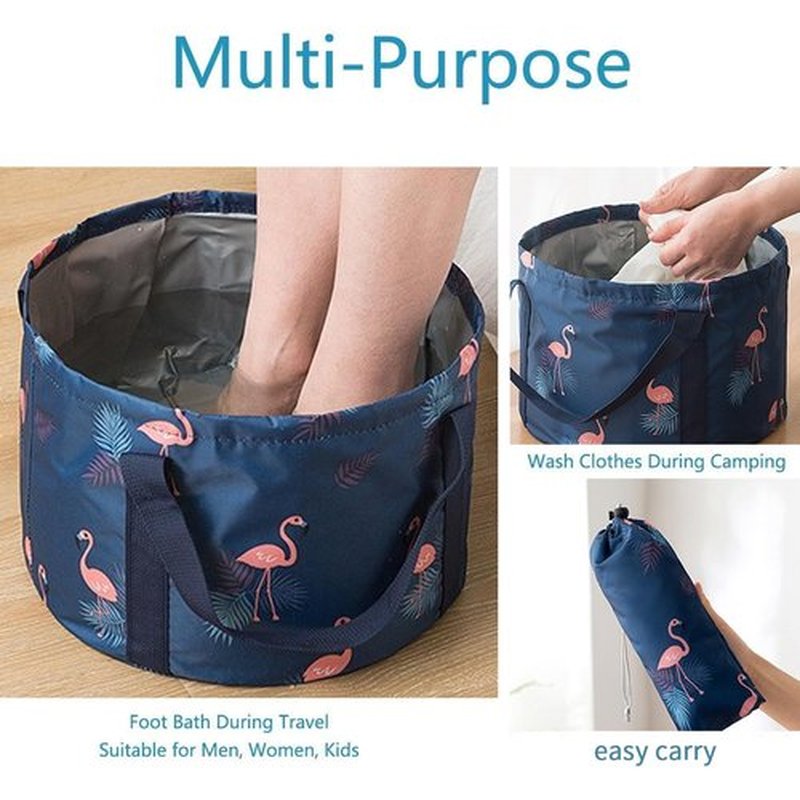 Multifunctional Collapsible Bucket for Soaking Feet, Portable Foot Bath Bag, Foot Spa Soaking Feet Home Pedicure Basin Outdoor Camping for Washing, Fishing Wait Handy Carrying Bag, Large