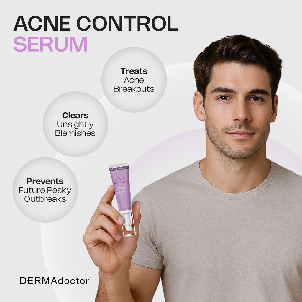 DERMAdoctor Ain't Misbehavin' Dermatologist Formulated Salicylic Acid Acne Control Serum, Acne Spot Treatment for Blemish Control and Cystic Acne breakouts with Tea Tree - 1 oz