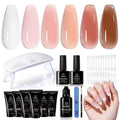 Beetles Poly Nail Gel Kit - 6 Colors Jelly Nude Extension Kit with Slip Solution Builder Nail Enhancement for Beginner & Professional Long Lasting DIY Home Gift for Women, UV & LED Needed