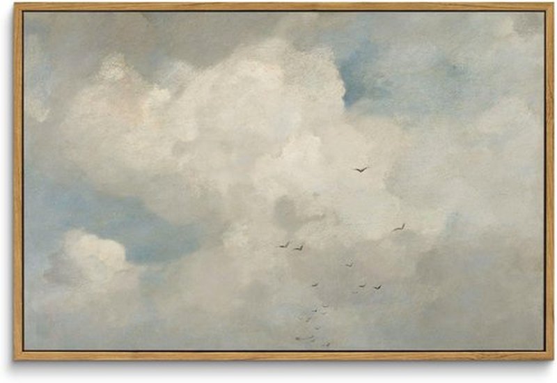 InSimSea Framed Canvas Wall Art - Vintage Sky Cloud Oil Paintings | Large 16"x24" Decor for Home & Office