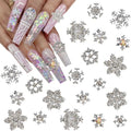20Pcs Christmas Nail Charms 3D Snowflake Nail Art Charms Alloy Silver Winter Nail Rhinestones Glitter Christmas Nail Gems Diamonds Metallic Snowflake Nail Jewelry for Women DIY Xmas Nails Decoration