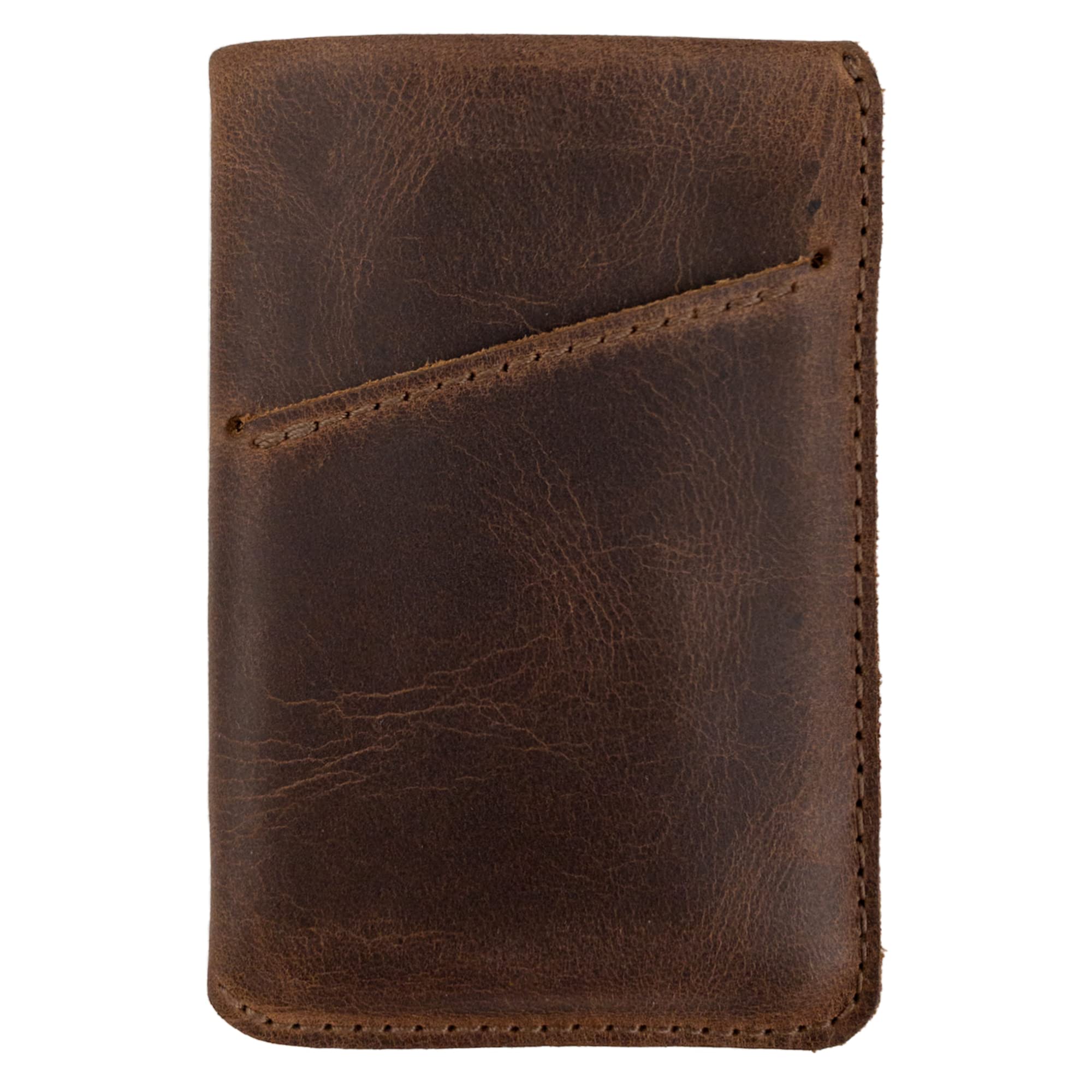 Hide & Drink Vertical Card Sleeve, Holds Cards & Folded Bills, Full Grain Leather, Handmade, Bourbon Brown