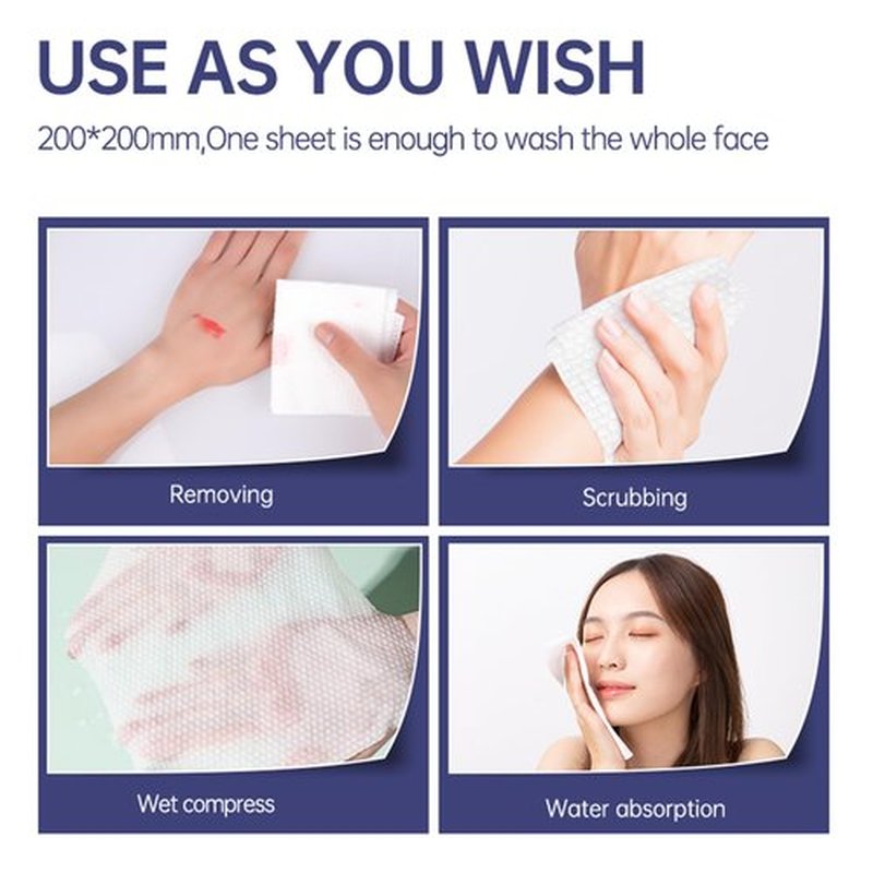 Face Clean Towels, 100 Count Ultra Thick Disposable face towels Facial Wash Cloth for Sensitive Skin, Lint- free Facial Tissue, Skincare and Makeup Remover (2 Pack)