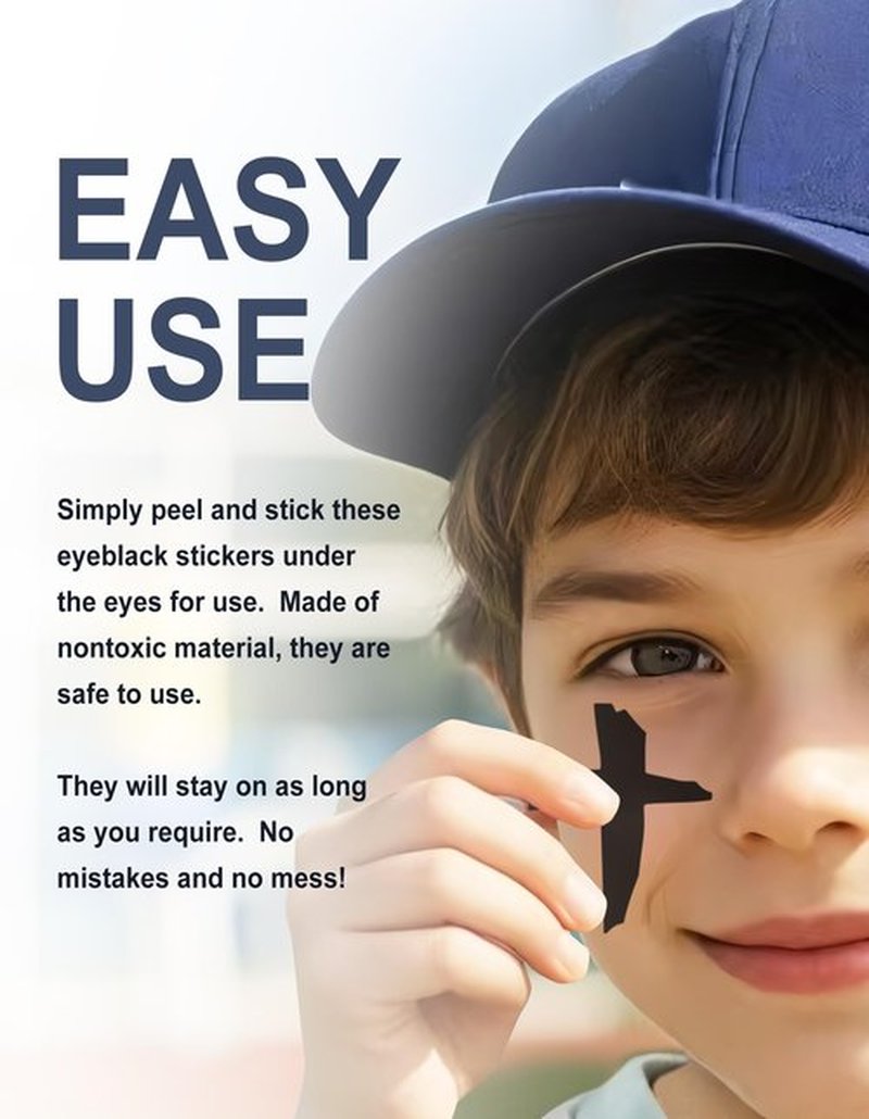 96 Pairs Sports Eye Black Stickers, Sports Eyeblack Stickers Breathable Eye Strips for Baseball Football Softball Lacrosse Fans on Game Day