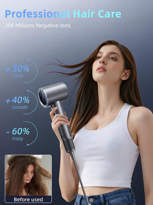 DRFLASH Fast Drying Hair Dryer - 110000 RPM High Speed Blow Dryer with 200 Million Negative Ions,Low Noise Thermo-Control Design,Lightweight Travel Hair Dryer with Mirror for All Hair Types,120V