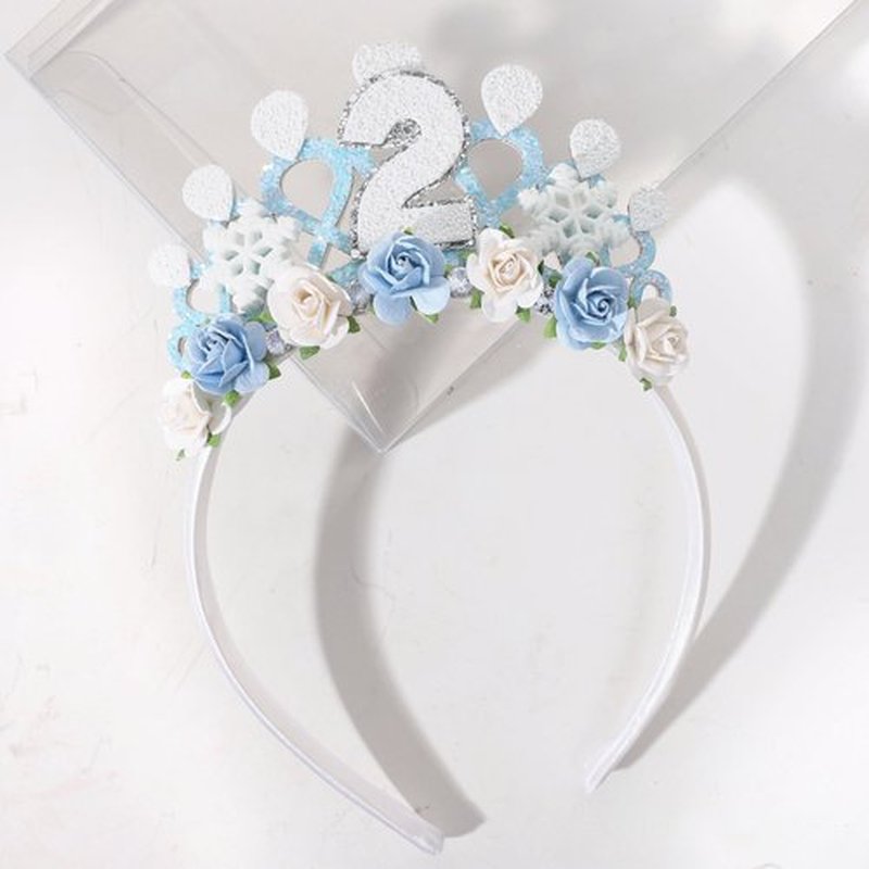 Jissoo Snowflake Ice Queen Crown - 2nd Birthday Tiara, Snow Queen Tiara Alice Band Headband, Party Props, Girl Gifts (Frozen-2), Small