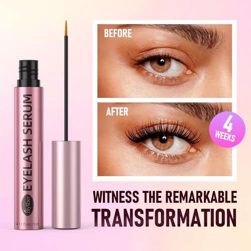 Biysber Lash Serum for Eyelash Growth: Premium Eyelash Growth Serum with Advanced Formula to Boost Longer Fuller and Thicker Lashes and Eyebrows - Gentle & Vegan for Sensitive Eyes (5 mL)