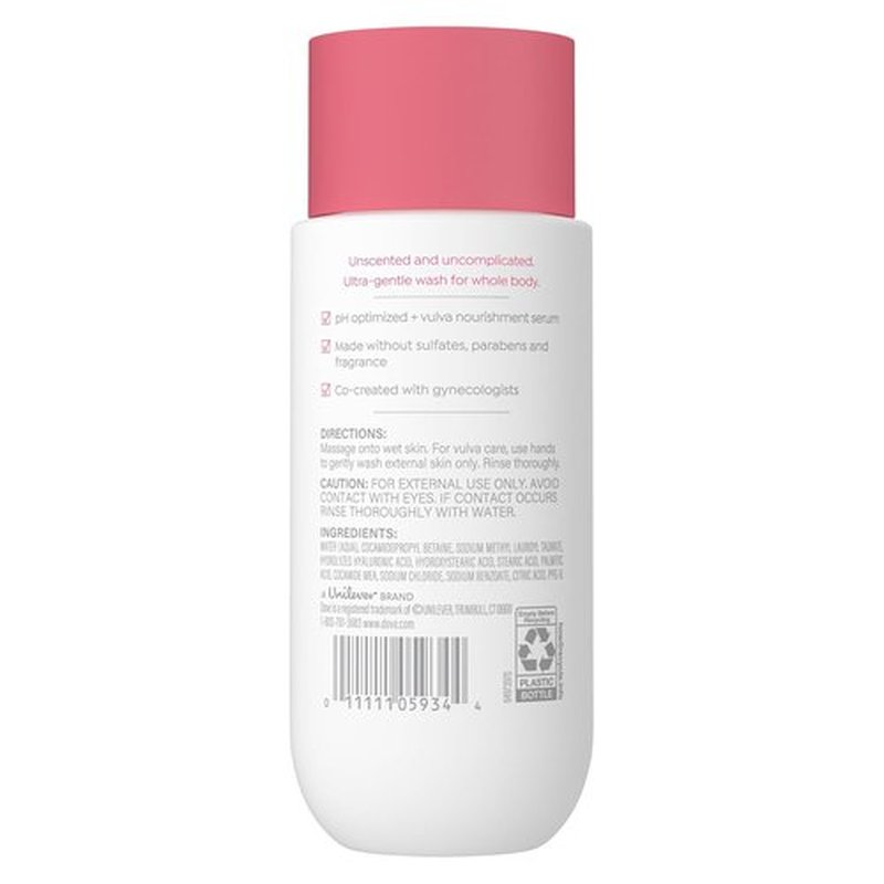 Dove Intimate Wash - Gynecologist-Tested Unscented Hydrating Formula for Sensitive Skin | 8 oz