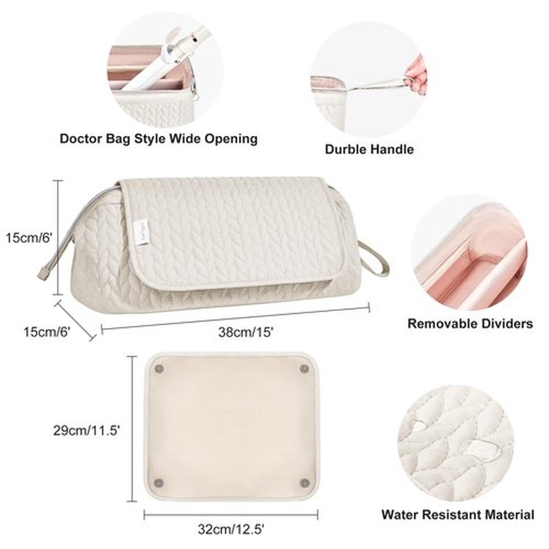 Hair Tools Travel Bag Karsyon Heat Resistant Mat Case Hot Tools Straightener, Curling Iron,Hair Dryers,Haircare Accessories Travel Essentials for Women 2 in 1 Organizer Bags(Beige)