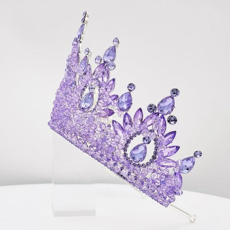 Purple Crowns for Women Tall Princess Birthday Tiaras Lavender Crystal Gemstones Light Purple Tiaras for Quinceanera Pageant Wedding Prom Costume Cosplay
