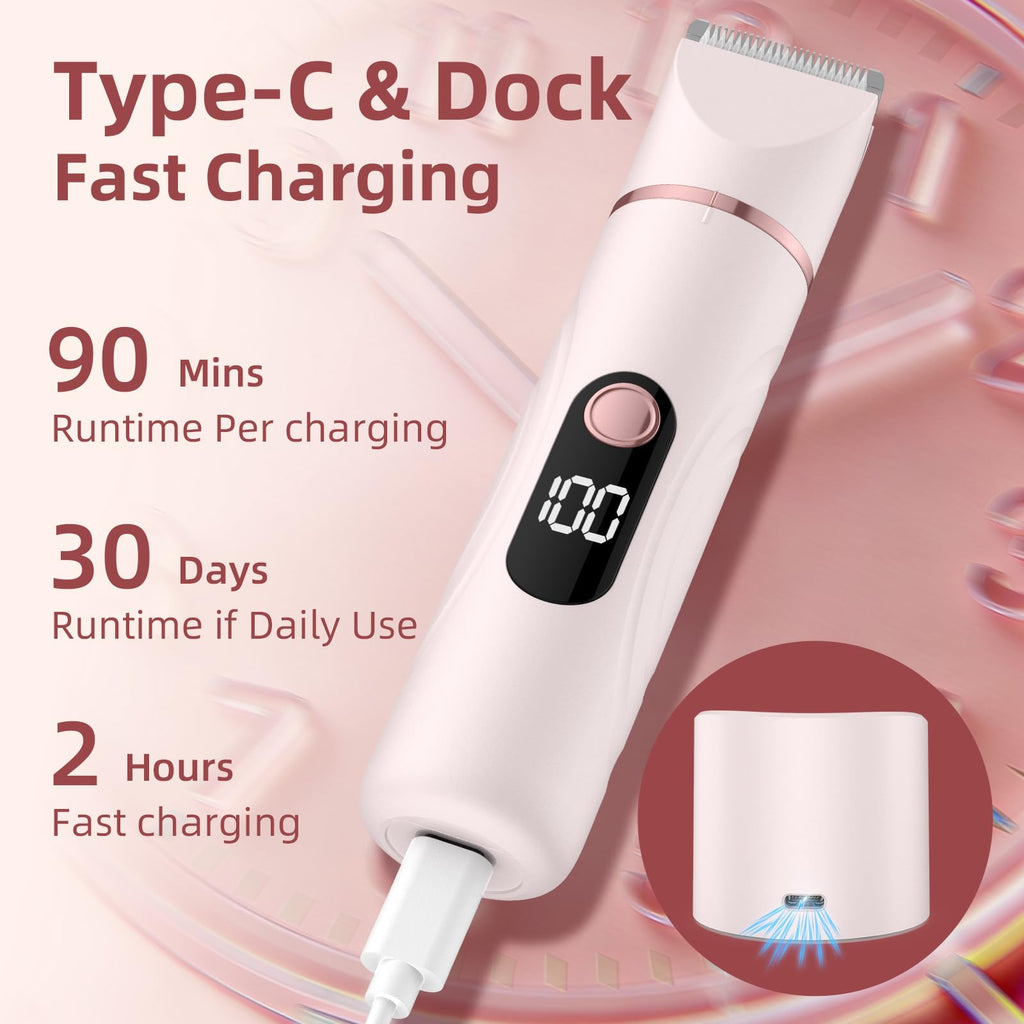Bikini Trimmer for Women 3 in 1 Electric Shaver Razors Nose Hair Trimmer Waterproof Pubic Hair for Underarm Leg Arm Body (Pink)