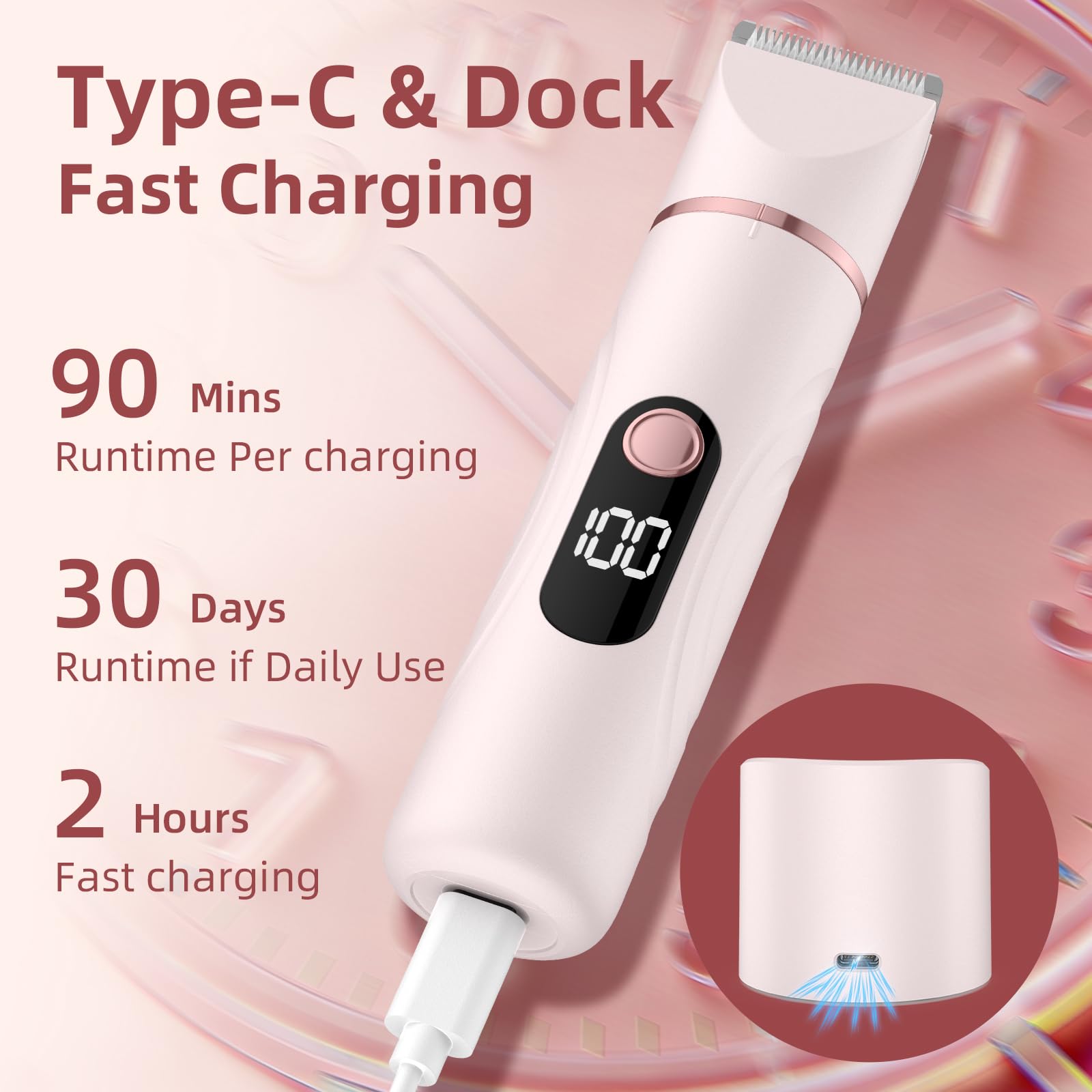 Bikini Trimmer for Women 3 in 1 Electric Shaver Razors Nose Hair Trimmer Waterproof Pubic Hair for Underarm Leg Arm Body (Pink)