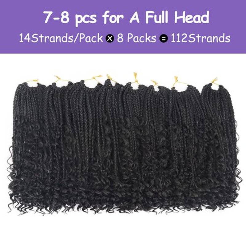 Mebeli Goddess box braids Crochet Hair,10inch Pre Looped Crochet Boho Braids with curly Ends,8pcs Boho Box Braids Crochet Hair Extensions for Black Women