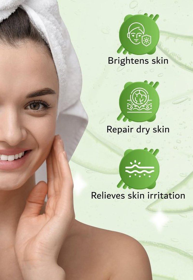 DNK Naturals Aloe Vera Gel made from fresh 100% Pure Aloe - Sunburn Relief - Calms Irritated Skin - Daily Moisturizer - With Niacinamide - For Face, Body, and Hair - Vegan, No Fragrance - 200ml