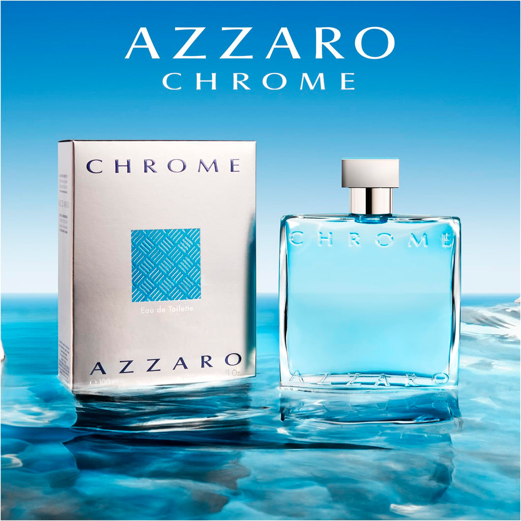 Azzaro Chrome Eau de Toilette - Fresh Aquatic Mens Cologne - Citrus, Woody, Musky Fragrance -Fresh Everyday Wear - Classic Summer Beach Scent - Luxury Perfumes for Men - Value Size, 6.7 Fl. Oz