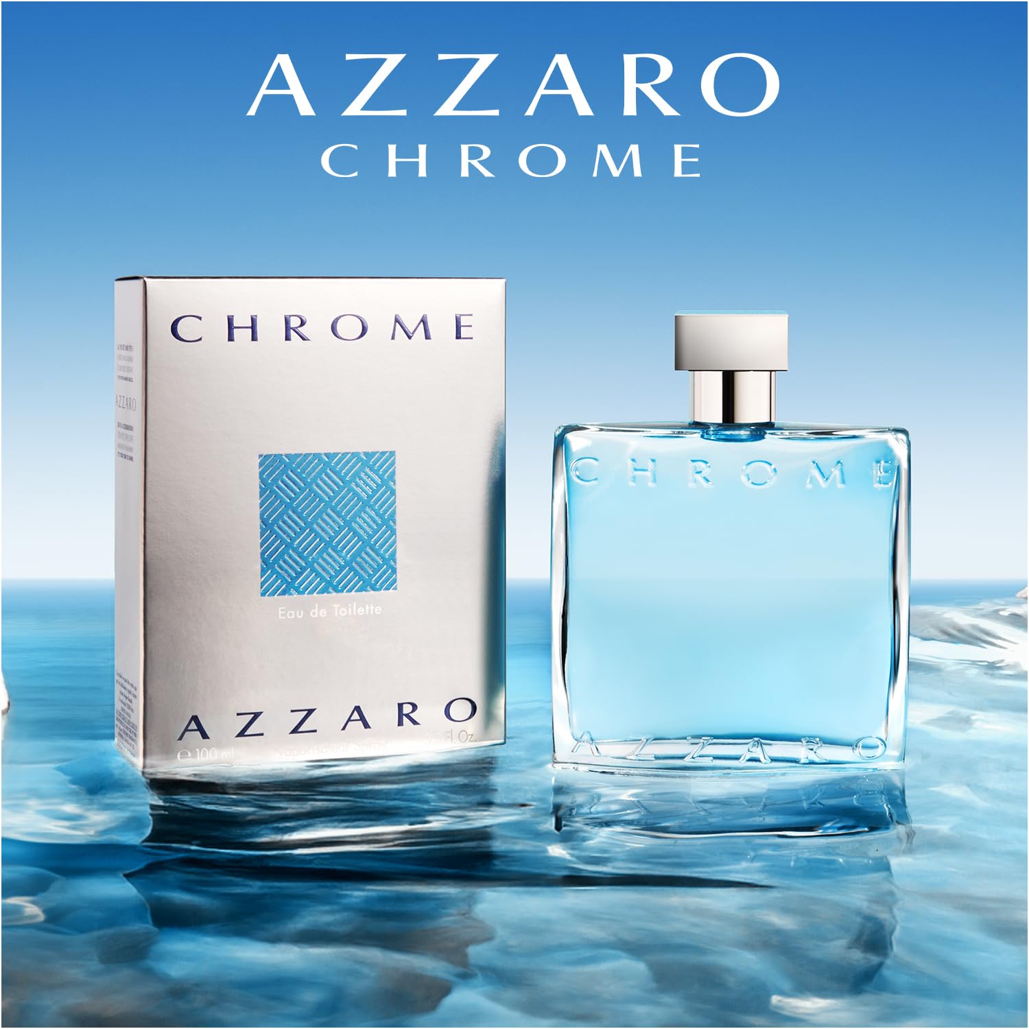 Azzaro Chrome Eau de Toilette - Fresh Aquatic Mens Cologne - Citrus, Woody, Musky Fragrance -Fresh Everyday Wear - Classic Summer Beach Scent - Luxury Perfumes for Men - Value Size, 6.7 Fl. Oz