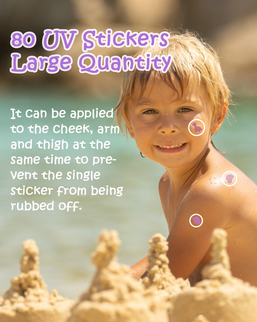 UV Detection Stickers for Sunscreen - 80 Count UV Detection Stickers, Know When to re-Apply Sunscreen, Sun Protection Reminder, 8 Pattern Types