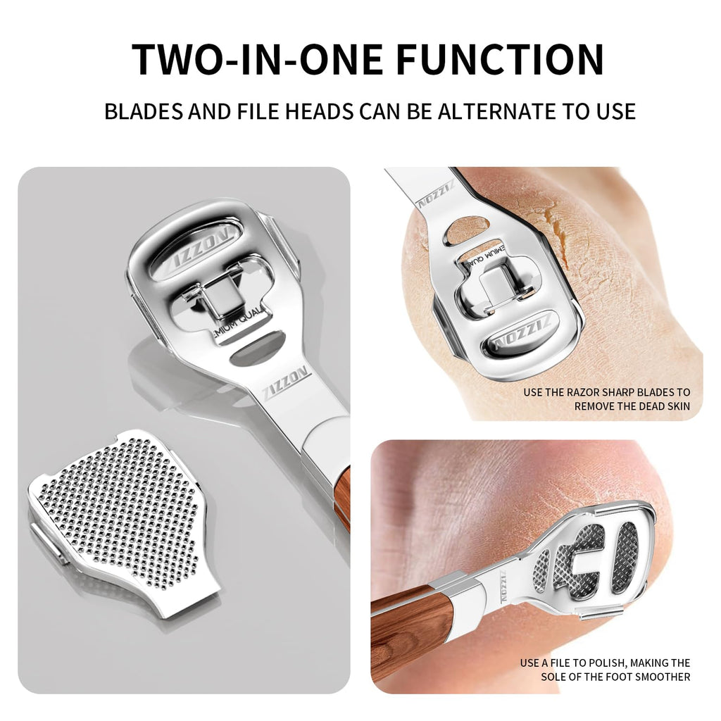 Foot Care Pedicure Callus Shaver Hard Skin Remover Wood Handle 10 Blades