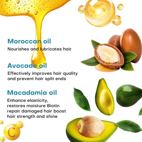 Organic hair oil capsules, 100PCS hair treatment serum for Frizzy, Dry & Damaged Hair, Moisturizing hair oil with Moroccan, Macadamia & Avocado Oils, Vitamins A, B5, C, E - Long-Lasting Shine