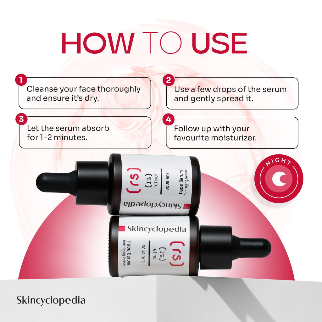 Skincyclopedia Retinol Face Serum, Brightens Skin Tone, Wrinkle & Fine Lines Refinement, Blemish Correction, Luminous Appearance & Smooths Skin