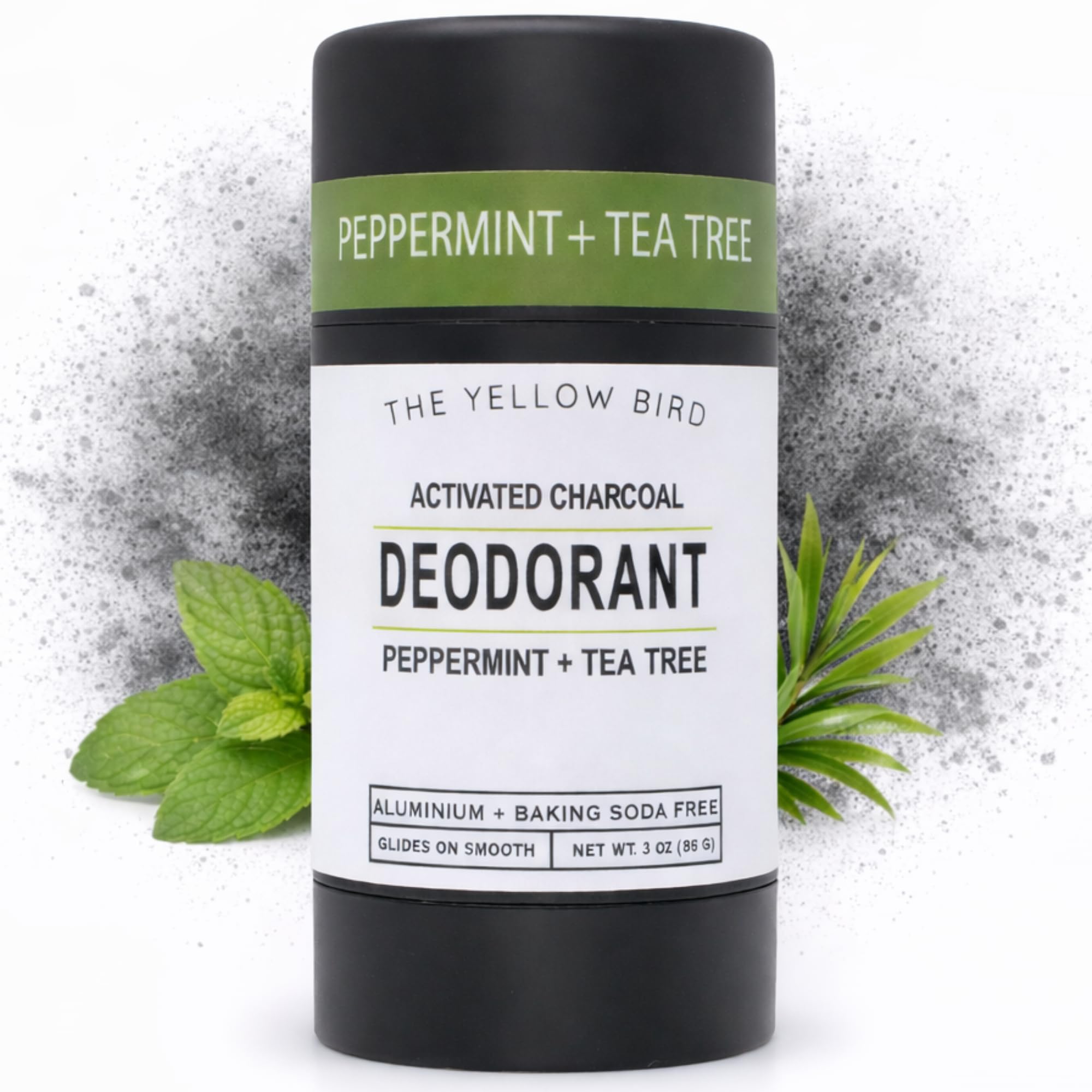 Charcoal Deodorant for Men & Women with Tea Tree & Peppermint - Baking Soda Free Deodorant & Aluminum Free Magnesium Formula - Made in USA with Natural & Organic Ingredients - Fresh Mint Scent