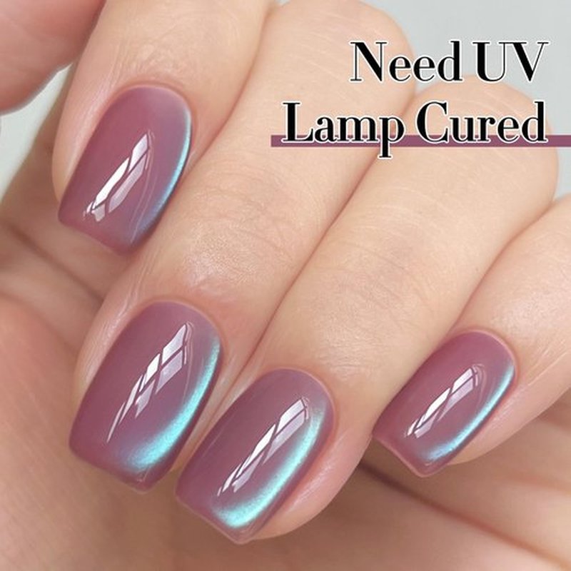 Double Rhythm Cat Eye Gel Polish - 15ML Holographic Glitter in Plum Purple | Salon Quality Soak Off