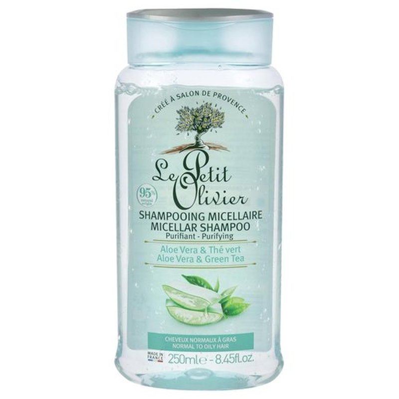 Le Petit Olivier Purifying Micellar Shampoo - Aloe Vera & Green Tea - Cleanses Oily Hair - 8.45 Oz