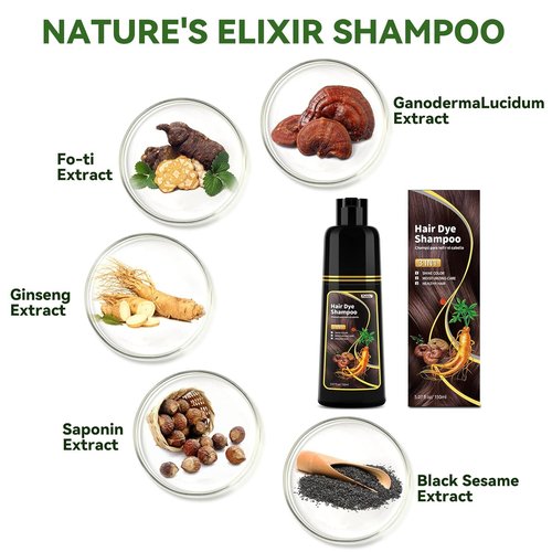 Dark Brown Hair Dye Shampoo - Natural Gray Coverage & Nourishment | 150 ML Semi-Permanent Color