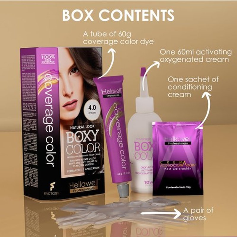 Professional Hair Coloring Kit - Permanent Hair Dye with Color Reviving Shampoo & Conditioner | 100% Gray Coverage | Brown Tone 4.0