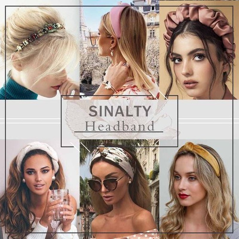 Sinalty Black Velvet Wide Headbands Rhinestone Jeweled Headband Vintage Baroque Pearl Hair Accessories for Women