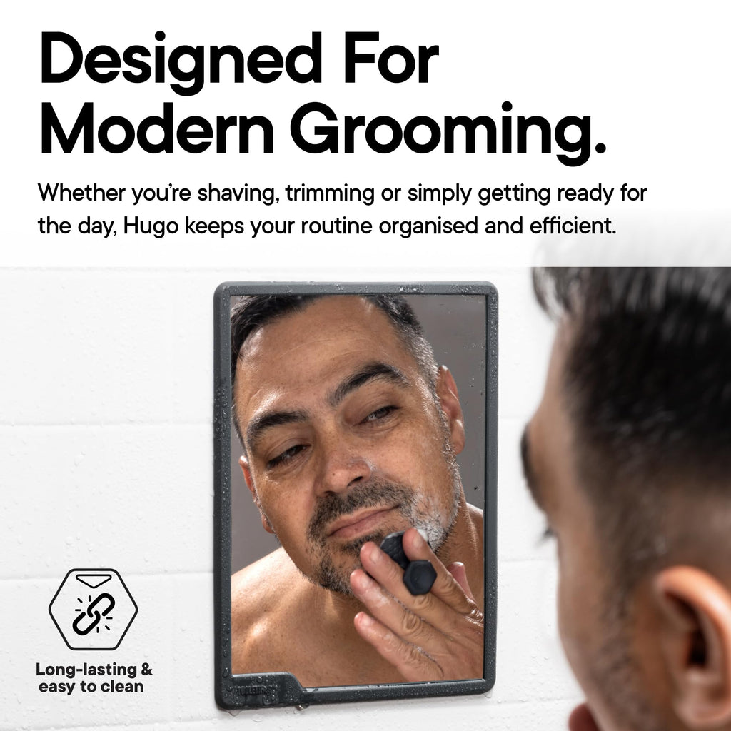 TOOLETRIES Hugo Maxi Large Shower Mirror for Shaving – Charcoal