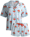 COCO BRANDS Miffy Womens Pajama Sets - 2 Piece Soft Button Down Sleep Shirt with Matching Pajama Pants or Pajama Shorts, Size Large, Miffy Flower Blue