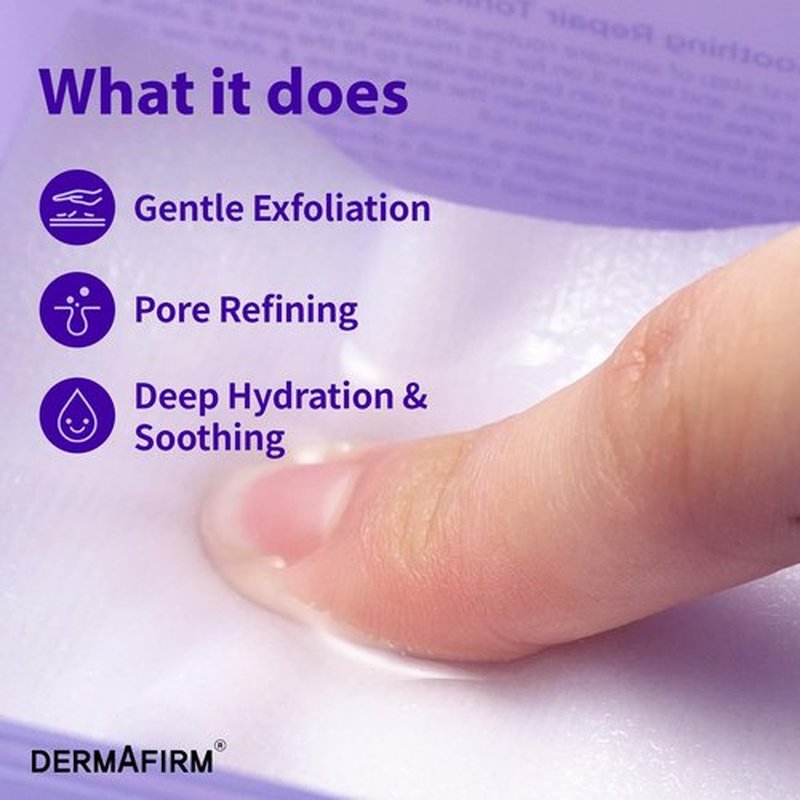 DERMAFIRM Soothing Repair Toning Pad - Korean Skin Care Toner Pads for Face w/Glutathione + PHA, AHA, LHA - Vegan & Moisturizing Face Exfoliating - Salicylic Acid Facial Pads 70EA