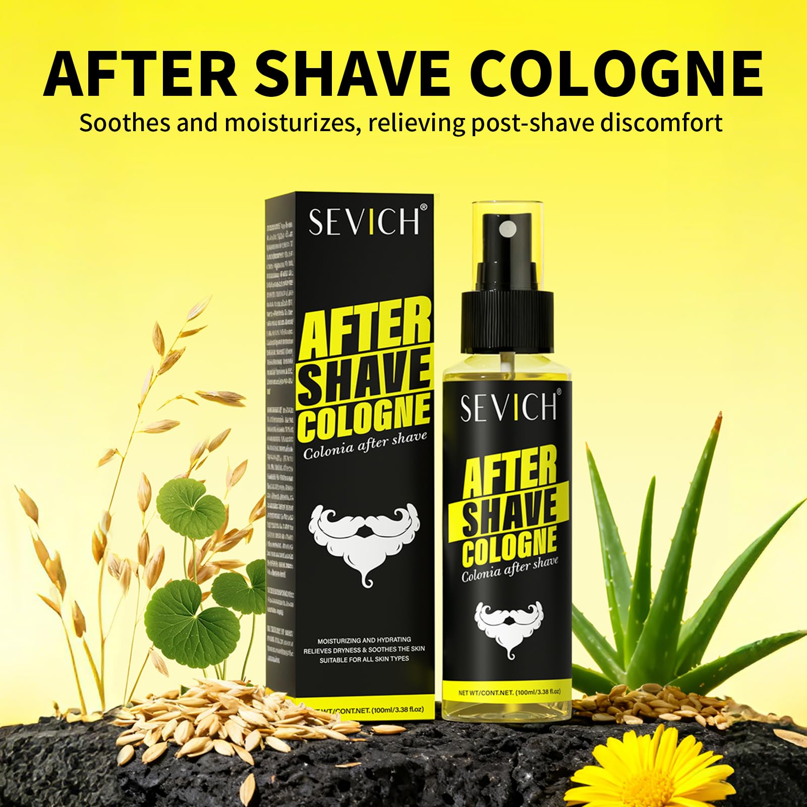 SEVICH Aftershave for Men,Soothing Spray with Aloe Vera & Oat Extract,Refreshing Scent,Relieves Razor Burn & Irritation,100ml