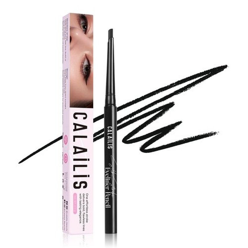 CALAILIS Black Eyeliner Pencils - Waterproof Eyeliner Smudge Proof Long-lasting Eye Liner Pencil (BLACK)