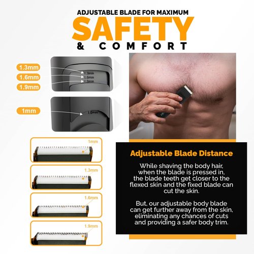 Body Blade Assembly Compatible with Brio Beardscape V2 & V1 Trimmers, Comfortable for Body Hair Trimming & Great for Sensitive Skin