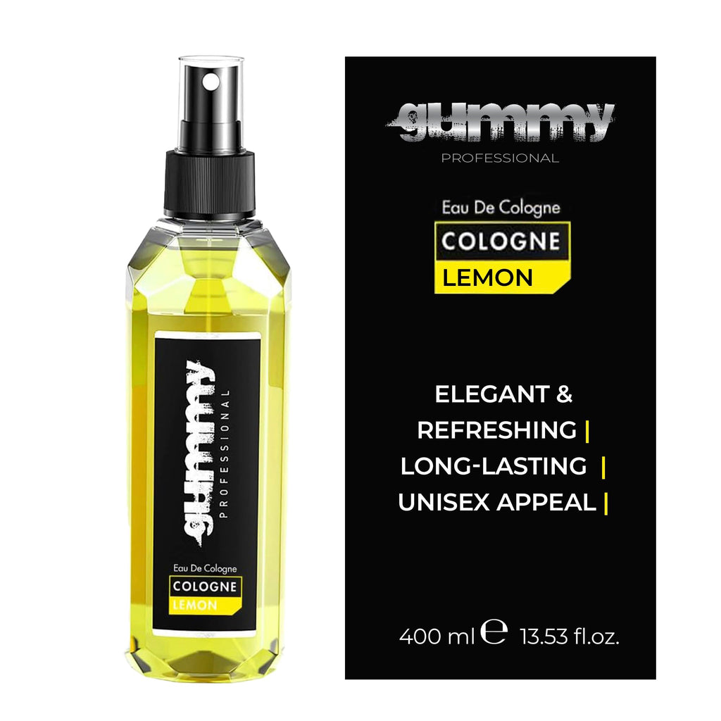 Gummy Professional Lemon Eau de Cologne 400ML - After Shave Traditional Inspired Barber Cologne - Lasting Fresh Bright Lemon Citrus Fragrance - Alcohol Based Cooling Formula for Post Shave Care