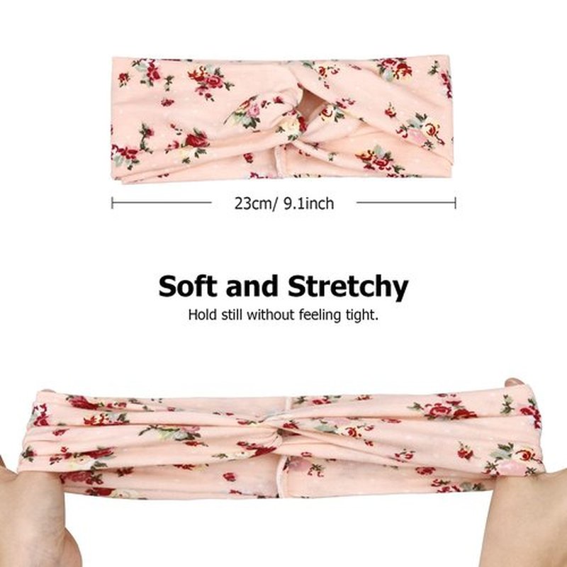 DRESHOW 4 Pack Boho Headbands for Women Girls Yoga Criss Cross Knot Hairbands Vintage Flower Headwraps