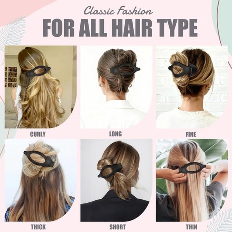 CHANDAT Flat Hair Clip 6 pcs Lay Down Claw Clips Hair Accessories for Women (Black)