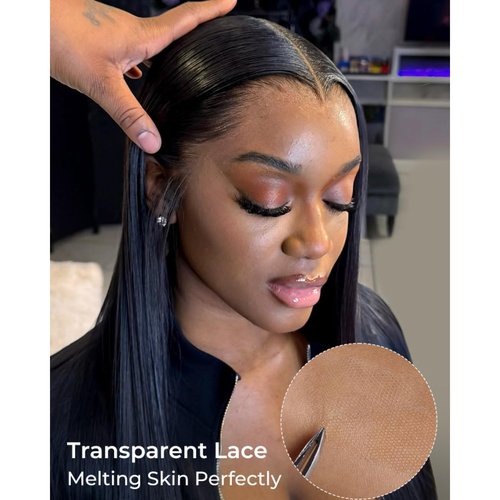 Ali Pearl Straight Wigs Human Hair Pre Cut 8x6 HD Straight Lace Front Wigs Ready To Wear Glueless Wigs Human Hair With Drawstring Pre Plucked M Hairline Wigs For Black Woman 14 Inch